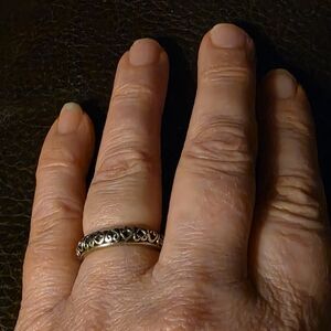 Vintage 925 Sterling Silver Bali Heart Filigree Band Ring